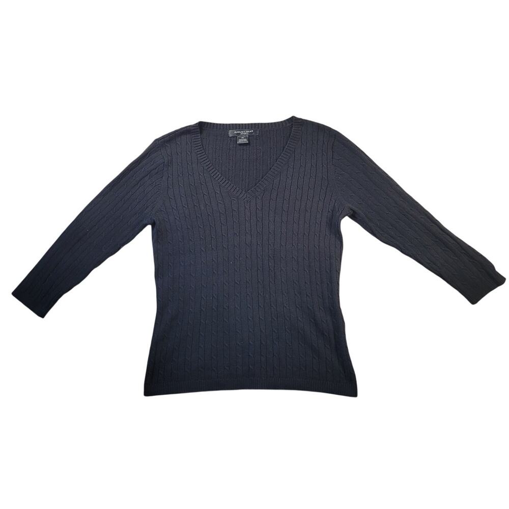 VTG August Silk Black Cable Knit Sweater PS Clueless Academia Y2K Chic - Picture 5 of 9